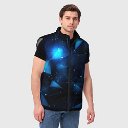 Мужской жилет Синяя геометрическая абстракция, цвет: 3D-светло-серый — фото 2