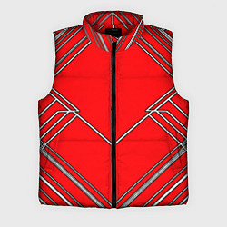 Мужской жилет Белые полосы на красном фоне, цвет: 3D-красный