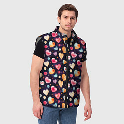 Мужской жилет Паттерн с сердечками на Валентинов день, цвет: 3D-светло-серый — фото 2