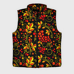 Мужской жилет Хохломская роспись золотистые листья чёрном фоне, цвет: 3D-черный