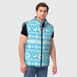 Мужской жилет Новый год ели и олени, цвет: 3D-светло-серый — фото 2