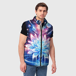 Мужской жилет Космический цветок из льда - эзотерический лотос, цвет: 3D-черный — фото 2