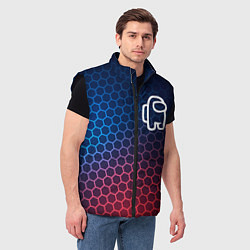Мужской жилет Among Us неоновые соты, цвет: 3D-черный — фото 2
