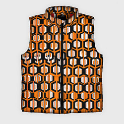 Мужской жилет Техно узор из шестиугольников оранжевый, цвет: 3D-красный