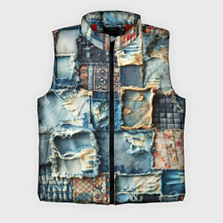 Мужской жилет Деним пэчворк-ржавчина