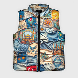 Мужской жилет Джинсы в Турции - пэчворк, цвет: 3D-светло-серый