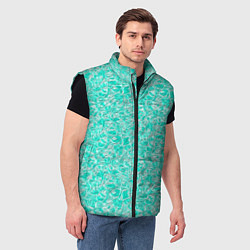 Мужской жилет Абстрактный бирюзово-белый фон, цвет: 3D-черный — фото 2
