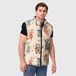 Мужской жилет Животные с инструментами, цвет: 3D-черный — фото 2