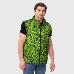 Мужской жилет Зелёная трава листья, цвет: 3D-черный — фото 2