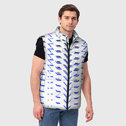 Мужской жилет Чёрные и синие полосы на белом фоне, цвет: 3D-черный — фото 2