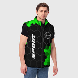 Мужской жилет Nissan green sport hexagon, цвет: 3D-черный — фото 2