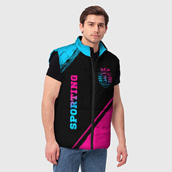 Мужской жилет Sporting - neon gradient вертикально, цвет: 3D-черный — фото 2
