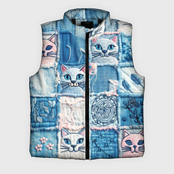 Мужской жилет Кошки на пэчворк джинсах паттерн