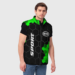 Мужской жилет BYD green sport hexagon, цвет: 3D-черный — фото 2