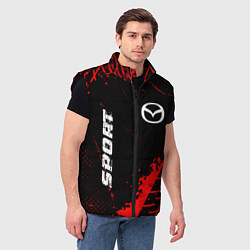 Мужской жилет Mazda red sport tires, цвет: 3D-черный — фото 2