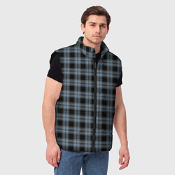 Мужской жилет Чёрный в голубую полоску клетчатый, цвет: 3D-черный — фото 2