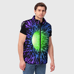 Мужской жилет Червоточина - градиентные лучи со свечением, цвет: 3D-светло-серый — фото 2