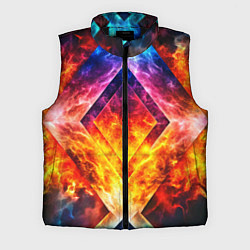 Мужской жилет Красочный неоновый узор с огнем на фоне, цвет: 3D-черный