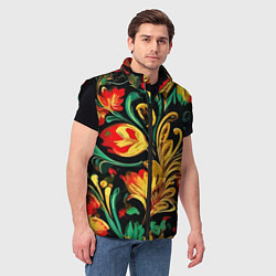 Мужской жилет Хохлома акварель, цвет: 3D-черный — фото 2
