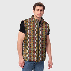 Мужской жилет Оранжевые африканские волны, цвет: 3D-черный — фото 2