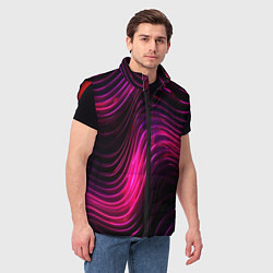 Мужской жилет Неоновая яркая геометрическая абстракция со светом, цвет: 3D-красный — фото 2
