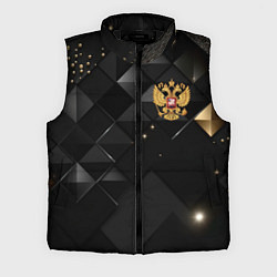 Мужской жилет Золотой герб России на черно-золотой текстуре