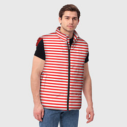 Мужской жилет Красно-белый полосатый, цвет: 3D-красный — фото 2