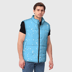 Мужской жилет Снежинки на нежно голубом, цвет: 3D-черный — фото 2
