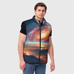 Мужской жилет Разноцветная далёкая галактика - неоновое свечение, цвет: 3D-черный — фото 2