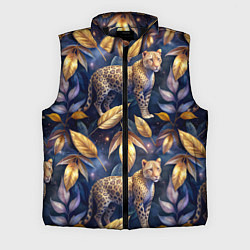 Мужской жилет Леопард с золотыми листьями паттерны