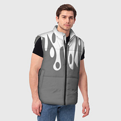 Мужской жилет Потеки белой краски на сером фоне, цвет: 3D-светло-серый — фото 2