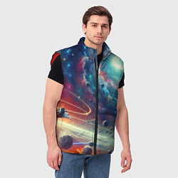 Мужской жилет Полет к далёкой планете - нейросеть, цвет: 3D-красный — фото 2