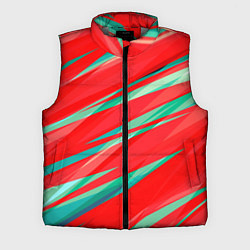Мужской жилет Красный и бирюзовый абстрактный полосы, цвет: 3D-светло-серый