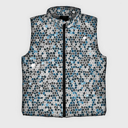 Мужской жилет Паттерн мозаика серый с голубым