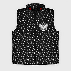 Мужской жилет Герб РФ и ласточки на чёрном, цвет: 3D-красный
