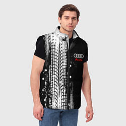 Мужской жилет Ауди - следы от шин, цвет: 3D-черный — фото 2