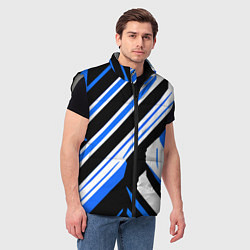 Мужской жилет Чёрно-синие полосы на белом фоне, цвет: 3D-светло-серый — фото 2