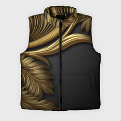 Мужской жилет Золотые объемные листья на черном