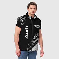 Мужской жилет Ауди: следы от шин, цвет: 3D-светло-серый — фото 2