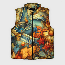 Мужской жилет Композиция из цветов и рваной джинсы - нейросеть