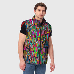 Мужской жилет Абстрактные перья в стиле бохо, цвет: 3D-красный — фото 2