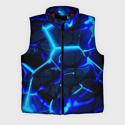 Мужской жилет Яркие голубые неоновые плиты в разломе