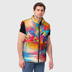Мужской жилет Красочная абстракция - импрессионизм, цвет: 3D-красный — фото 2
