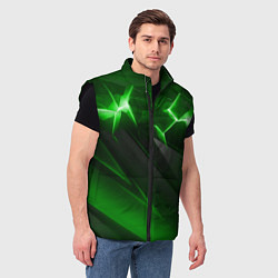 Мужской жилет Яркая зеленая объемная абстракция, цвет: 3D-черный — фото 2