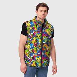 Мужской жилет Сумасшедшие креативные коты, цвет: 3D-черный — фото 2