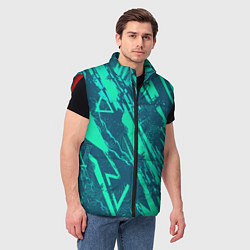 Мужской жилет Абстракция геометрический светло зеленый паттерн, цвет: 3D-красный — фото 2