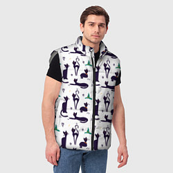 Мужской жилет Узор из черных магических кошек, цвет: 3D-светло-серый — фото 2
