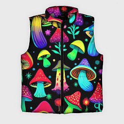 Мужской жилет Биолюминесцентные кислотные грибы, цвет: 3D-светло-серый