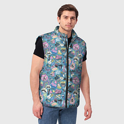 Мужской жилет Дудл животные и меч, цвет: 3D-черный — фото 2