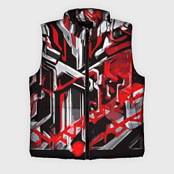Мужской жилет Красно-белая агрессивная абстракция на чёрном фоне